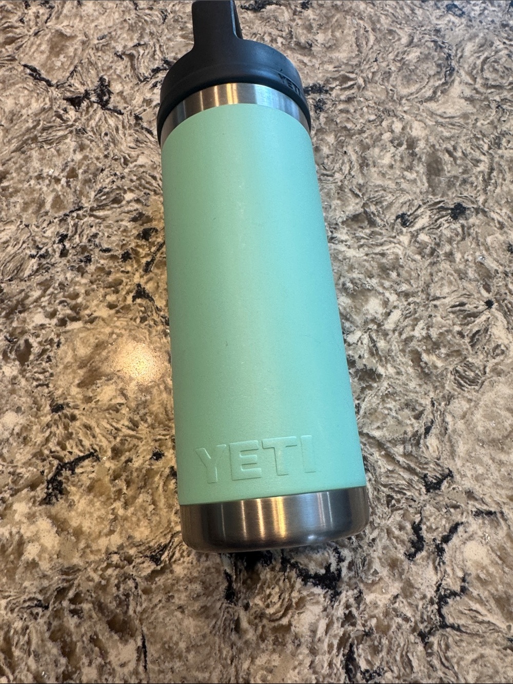 Yeti Mint Green Stainless Steel Insulated Bottle with Black Lid